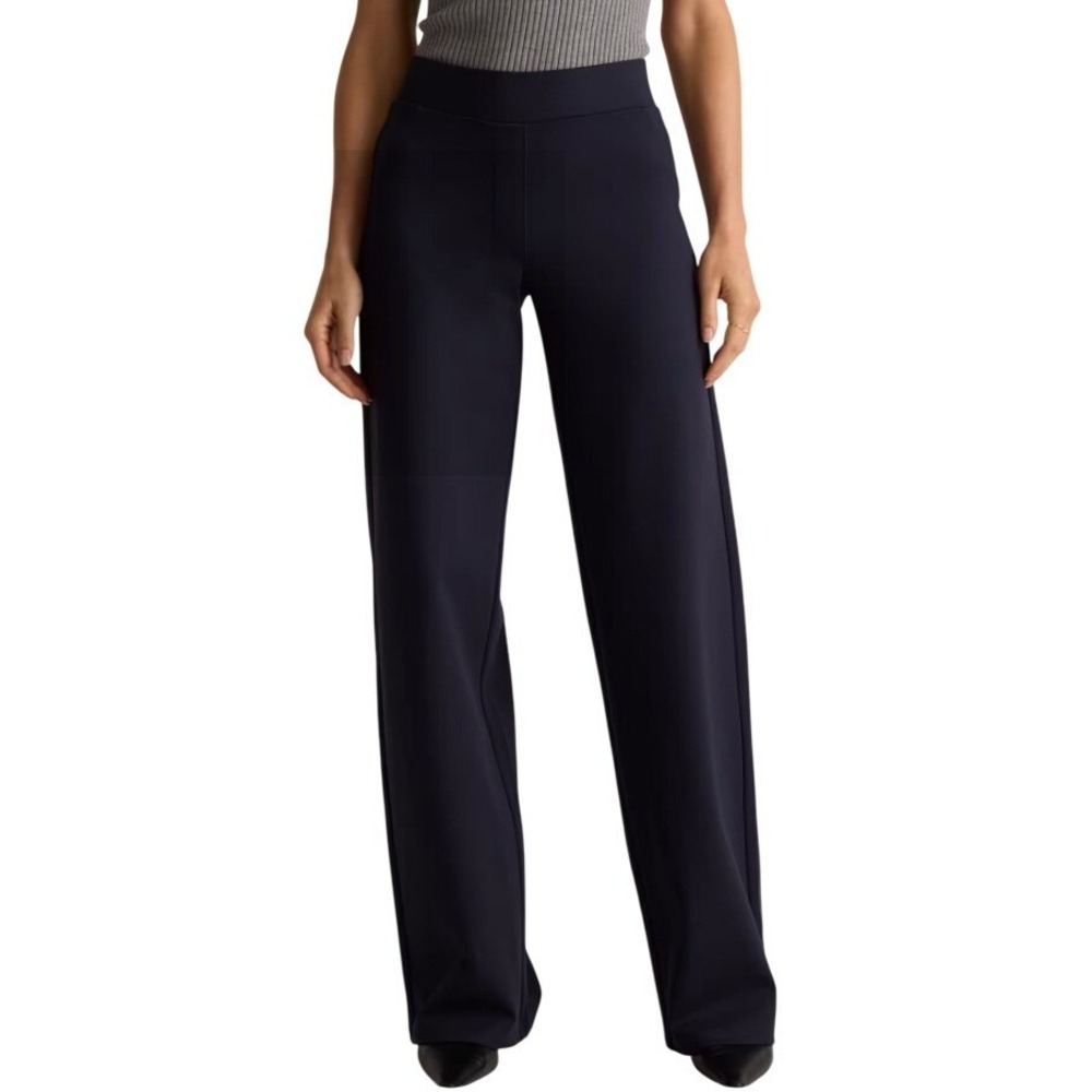 Quince Women's Ultra Stretch Ponte Wide Leg Elastic Waist Pants Navy Size Small